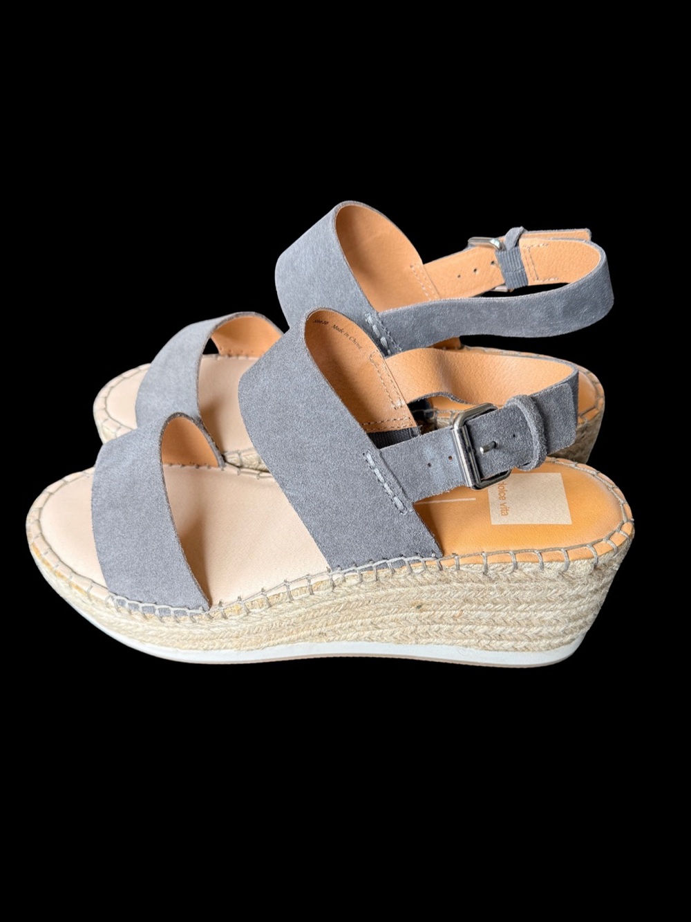 NEW Dolce Vita Gray Suede Espadrille Wedge Sandals